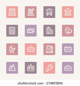 Conjunto de iconos de la web de viajes