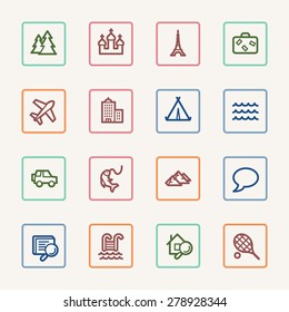 Travel web icons set
