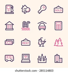 Conjunto de iconos de la web de viajes