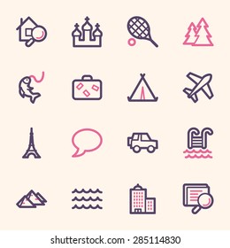 Travel web icons set
