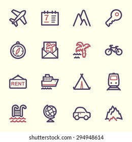 Travel web icons set