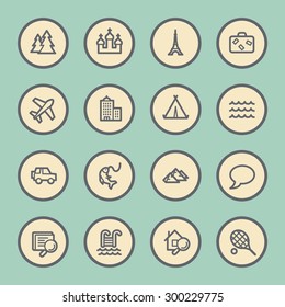 Travel web icons set