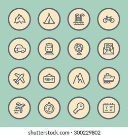 Travel web icons set