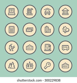 Travel web icons set
