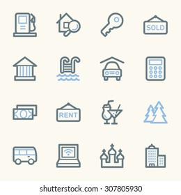 Travel web icons set