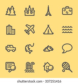 Travel web icons set