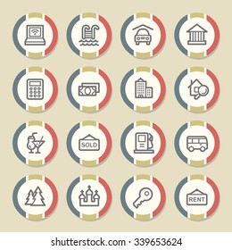 Conjunto de iconos de la web de viajes