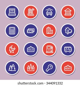 Travel web icons set