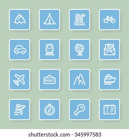 Travel web icons set