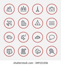Travel web icons set