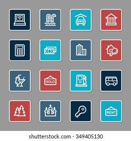 Conjunto de iconos de la web de viajes