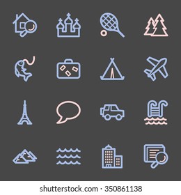 Travel web icons set