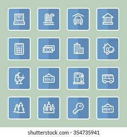 Travel web icons set