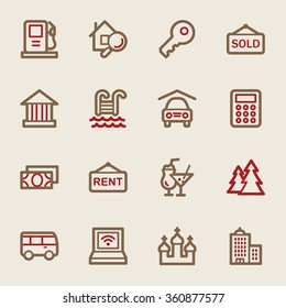 Travel web icons set