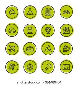 Travel web icons set