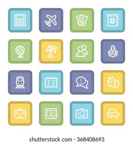 Travel web icons set