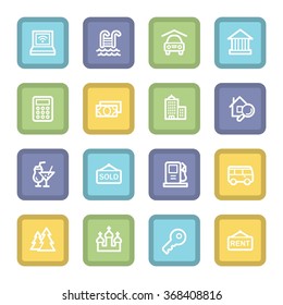Travel web icons set