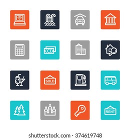 Travel web icons set
