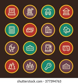 Travel web icons set