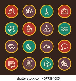 Travel web icons set