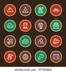 Travel web icons set