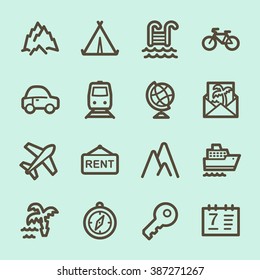 Travel web icons set