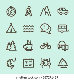 Conjunto de iconos de la web de viajes