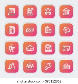 Travel web icons set