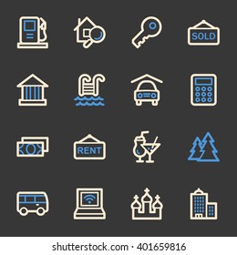 Travel web icons set