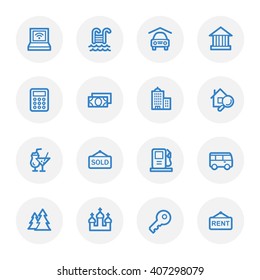 Travel web icons set