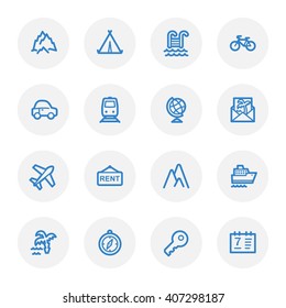 Travel web icons set