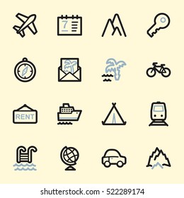Conjunto de iconos de la web de viajes