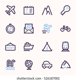 Travel web icons set