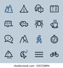 Travel web icons set