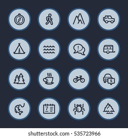 Travel web icons set