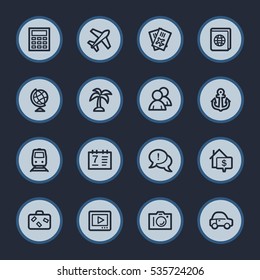 Travel web icons set