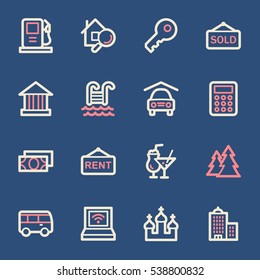Travel web icons set