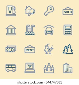 Travel web icons set