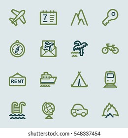 Travel web icons set