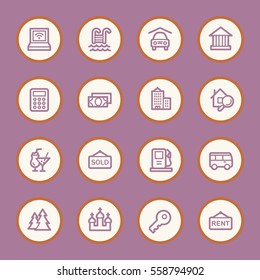 Travel web icons set