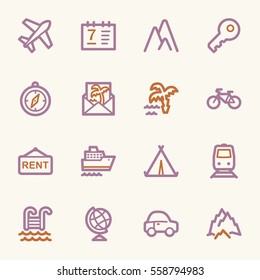 Travel web icons set