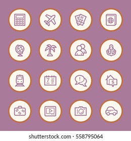 Travel web icons set