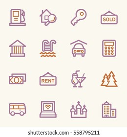 Conjunto de iconos de la web de viajes