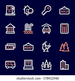 Travel web icons set