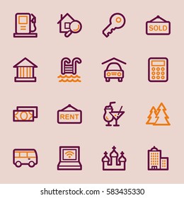 Travel web icons set