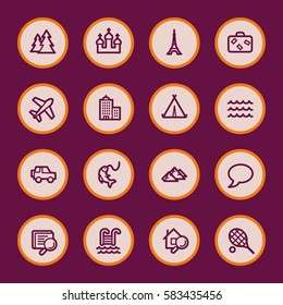 Conjunto de iconos de la web de viajes