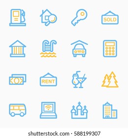 Conjunto de iconos de la web de viajes
