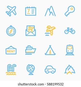 Travel web icons set