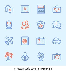 Travel web icons set
