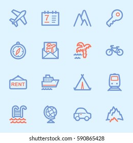 Travel web icons set
